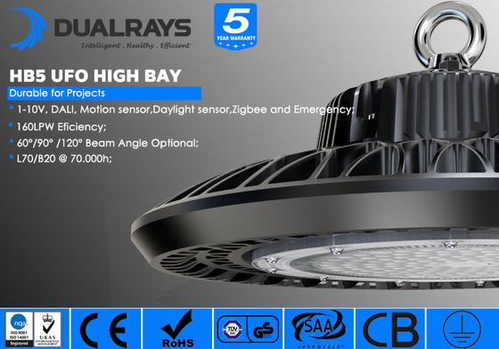 2020 โรงงาน UFO High Bay Light IP65 รับประกัน 5 ปีไดรเวอร์และตัวเครื่องแยก