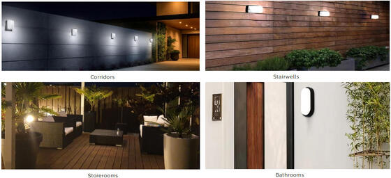 8W Bulk Head LED Porch Light พร้อมฟังก์ชันฉุกเฉินและเซ็นเซอร์การเคลื่อนไหว IP65