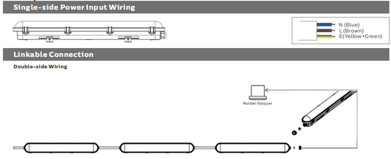 4FT/40W DIP Switchable D1H IP66/IK10 อุปกรณ์ติดตั้งไฟ LED ป้องกันความชื้น นวัตกรรมใหม่ ใช้งานง่าย และมีคุณภาพสูง