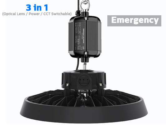 100W 150W 200W 150lm/W DUALRAYS LIGHTING HB5 UFO LED High Bay Light IP65 IK08 คลังสินค้าโคมไฟอุตสาหกรรมพร้อมเซนเซอร์ตัวเลือก