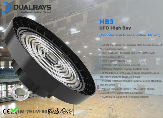 HB3 UFO High Bay Light 100W ไดร์เวอร์แบบไม่แยกตัวอลูมิเนียมหล่อ