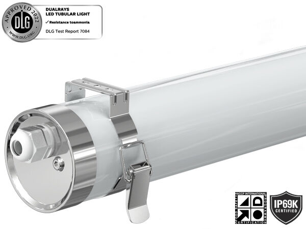 หลอดไฟ LED ทรงกระบอก TB6 IP69K PMMA IK08 ป้องกันแอมโมเนีย/UV /PC IK10 ป้องกัน UV
