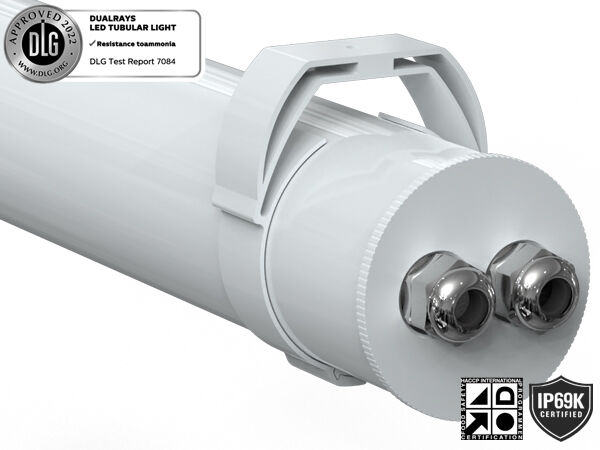 ไฟท่อ LED 1.5 เมตร 60W IP69K IK10 TB7 สำหรับฟาร์ม พร้อมการเชื่อมต่อแบบเดินสายไฟทะลุ 3 หรือ 5 เส้น