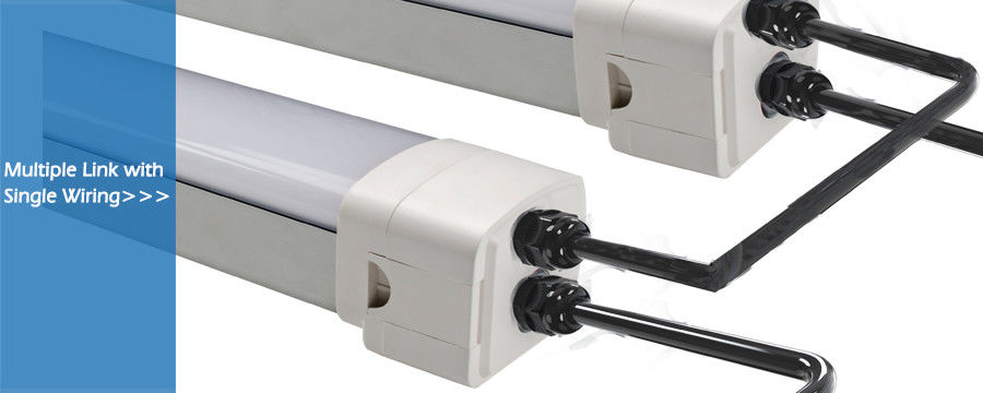 สายไฟเดี่ยวหรือคู่เชื่อมโยง IP65 ที่จอดรถใต้ดินกันน้ำไฟ 5ft 60W LED Tri Proof Light Fixture