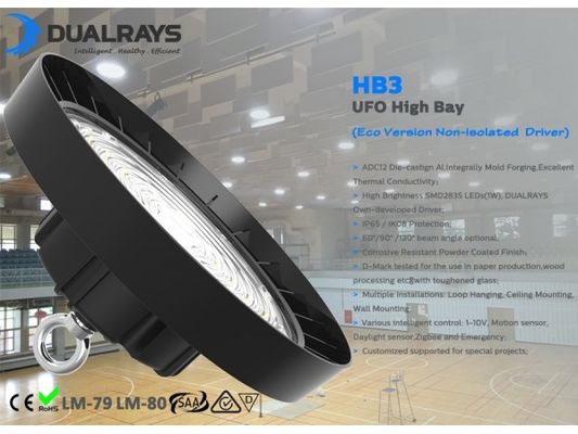 การกระจายความร้อนที่ดี UFO High Bay Light Bell 100W 140LPW IP65 50000 Hours Life Span