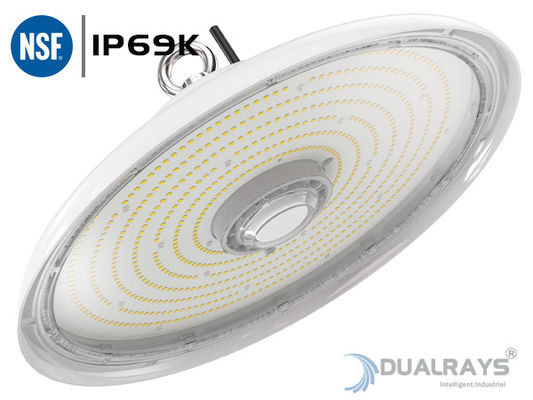 ตัวเรือนสีขาวแข็งแรง 100W UFO LED High Bay Light IP69K IK10 140LPW อุตสาหกรรมอาหาร
